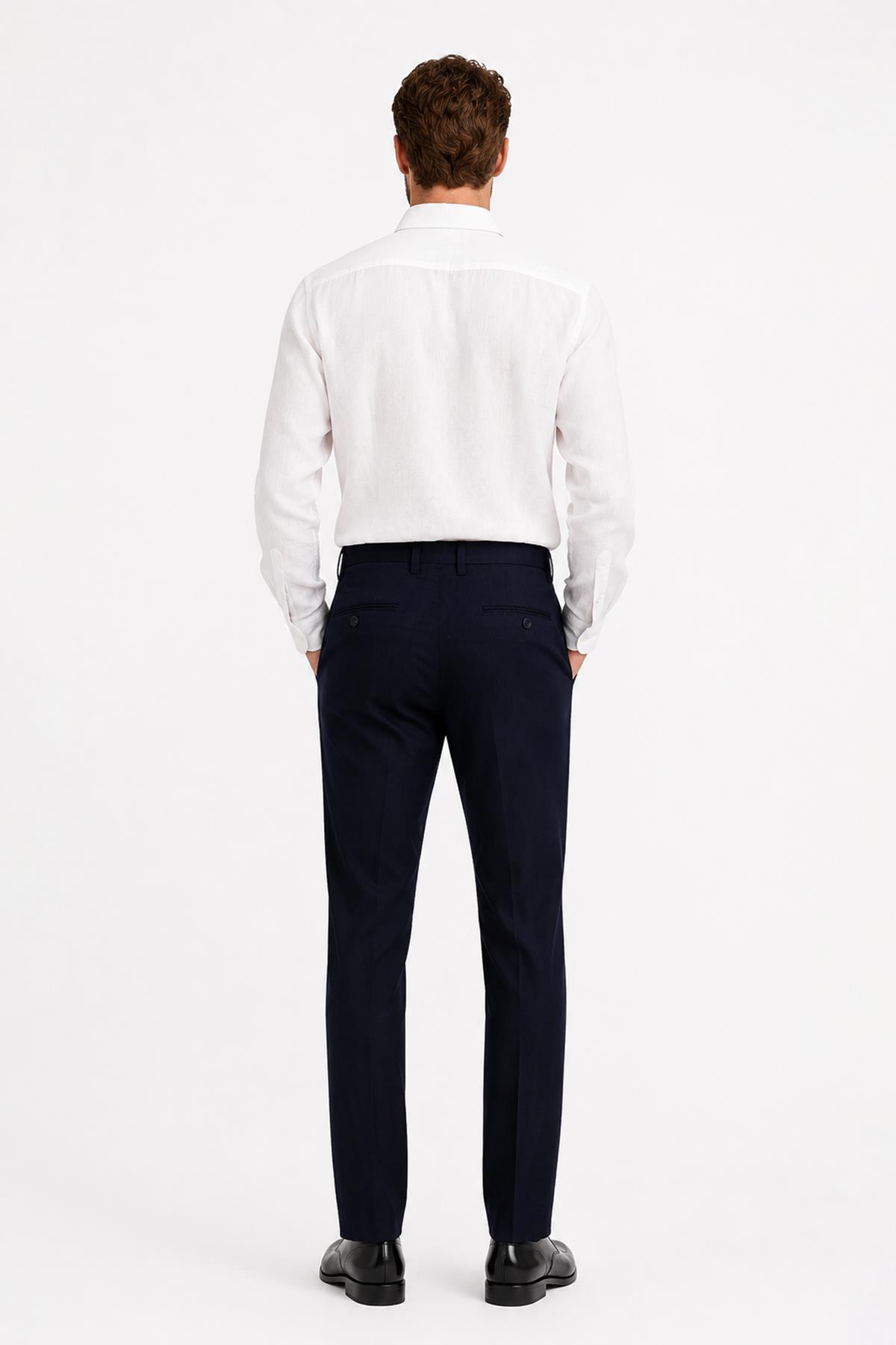 Koyu Lacivert Comfort Fit Chino Pantolon