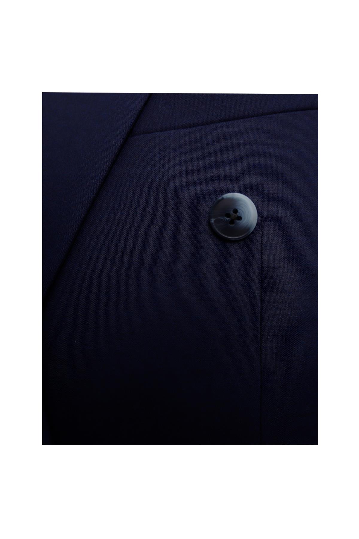 LACİVERT Comfort Fit 6 Drop Kruvaze Ceket