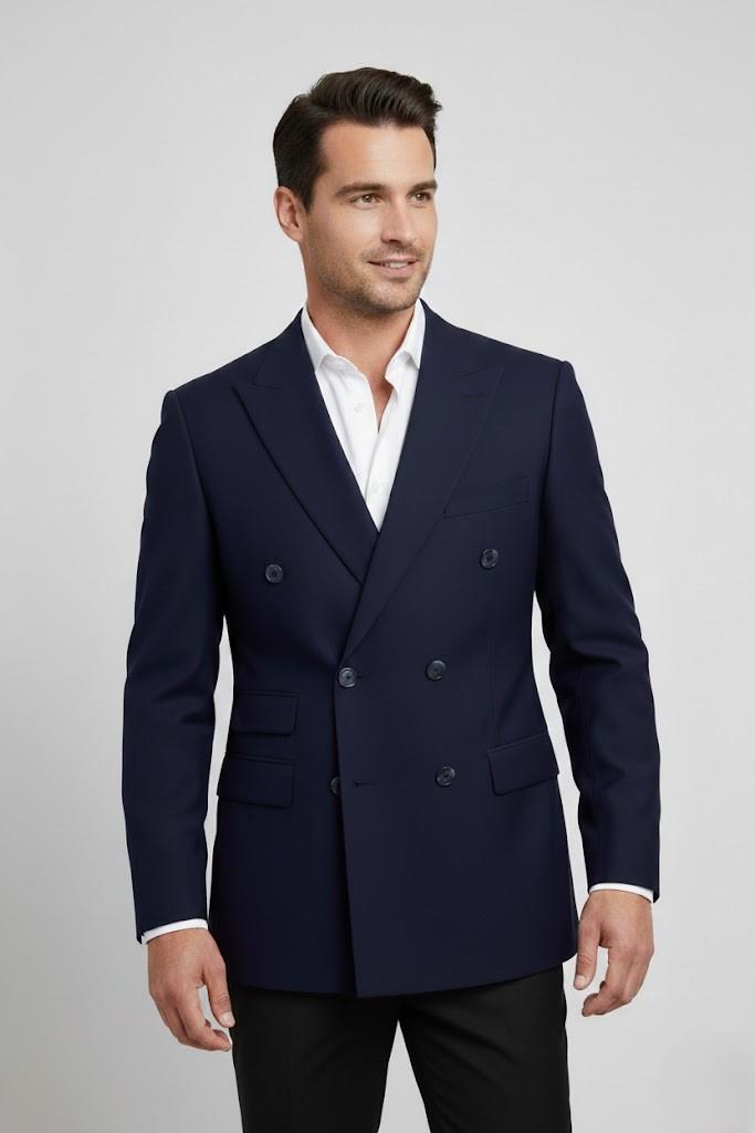 LACİVERT Comfort Fit 6 Drop Kruvaze Ceket