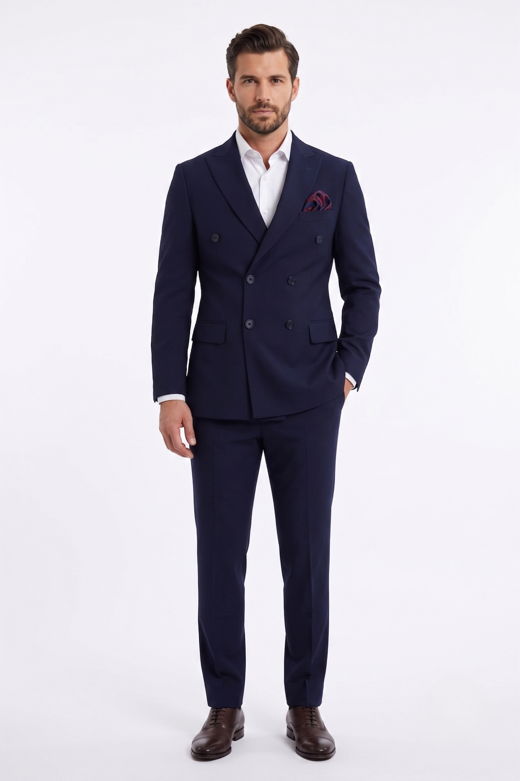 LACİVERT Comfort Fit 6 Drop Kruvaze Takım Elbise