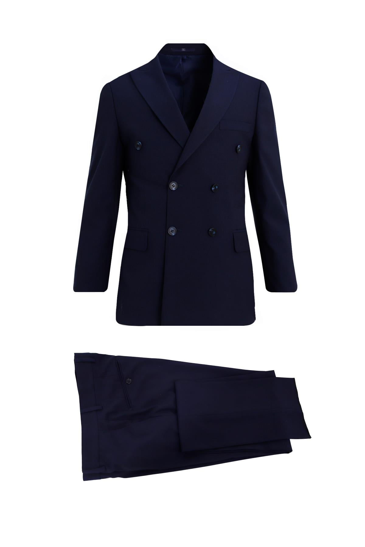 LACİVERT Comfort Fit 6 Drop Kruvaze Takım Elbise