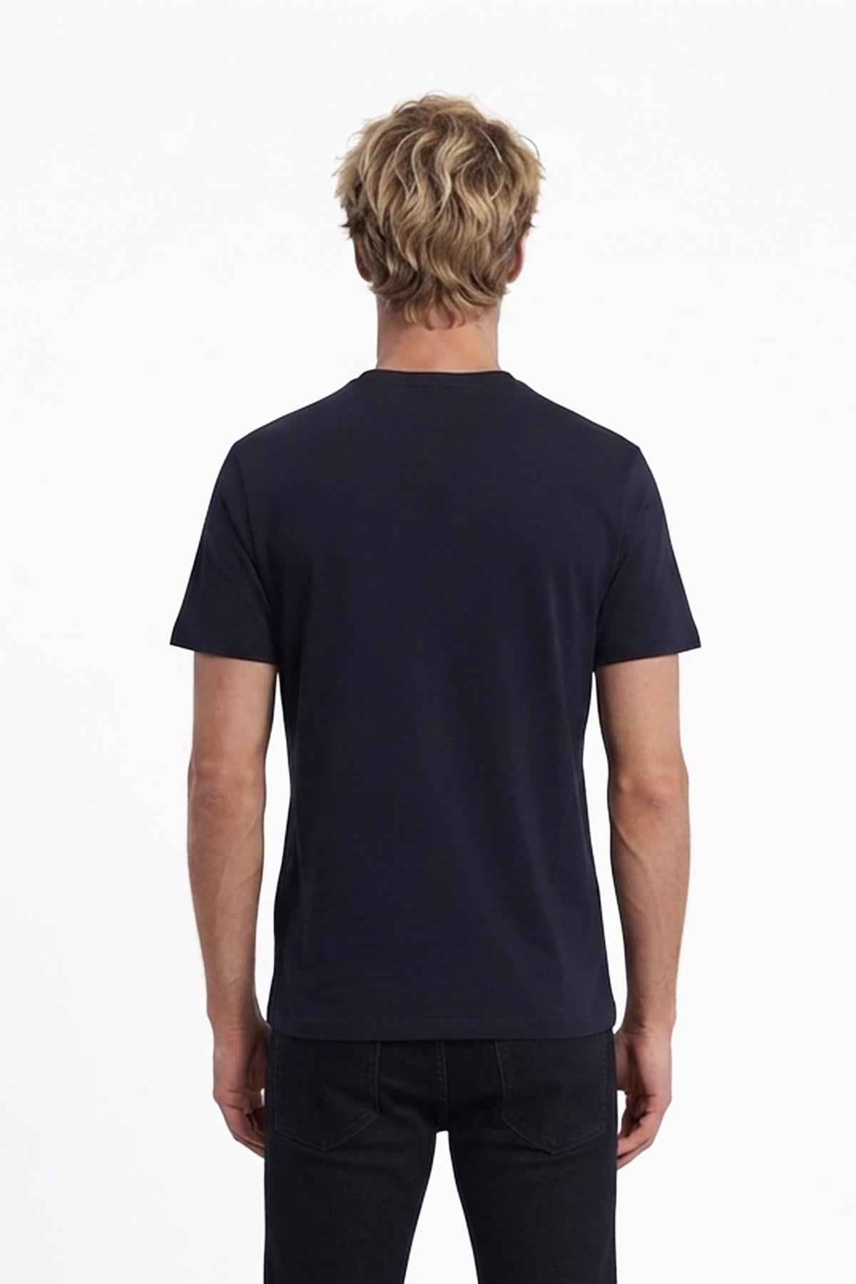 LACİVERT Comfort Fit Bisiklet Yaka Basic T-Shirt