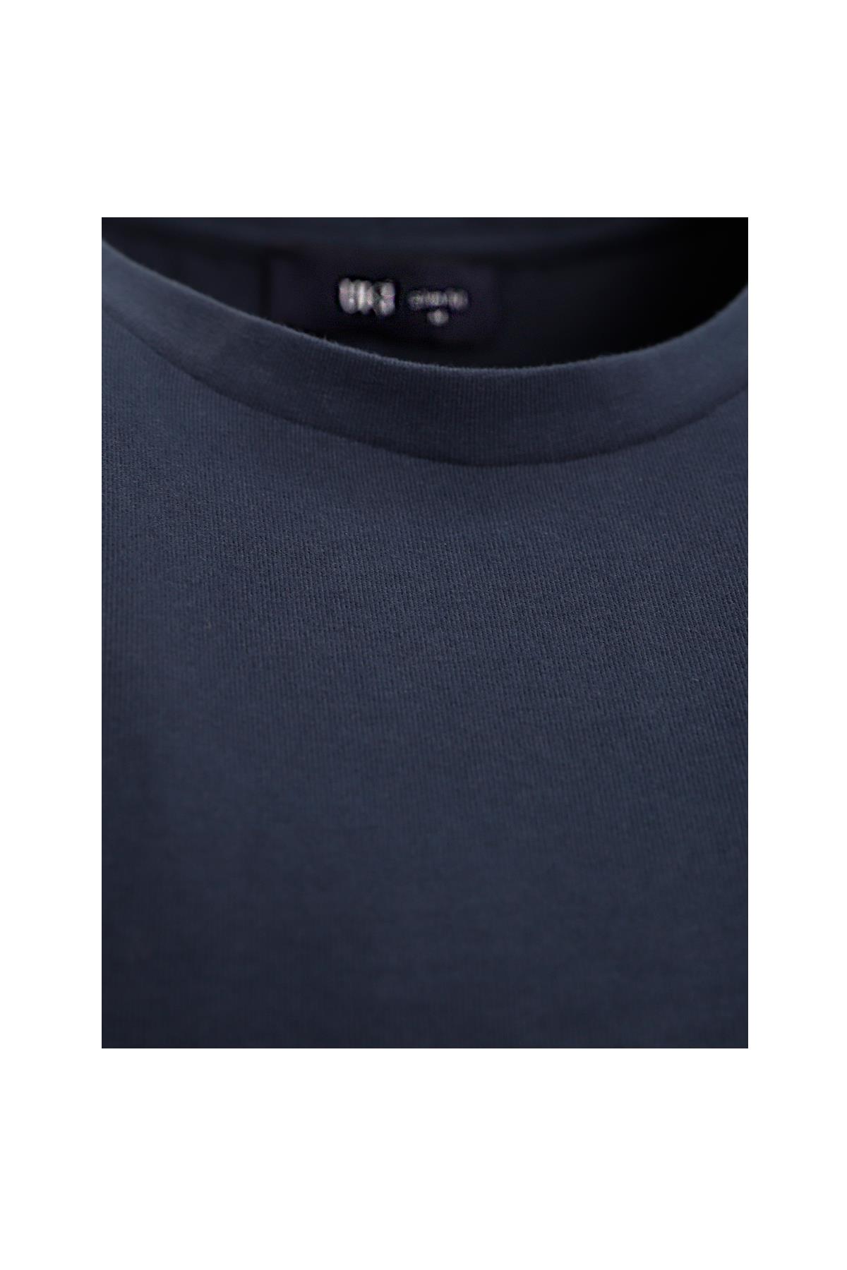 LACİVERT Comfort Fit Bisiklet Yaka Basic T-Shirt