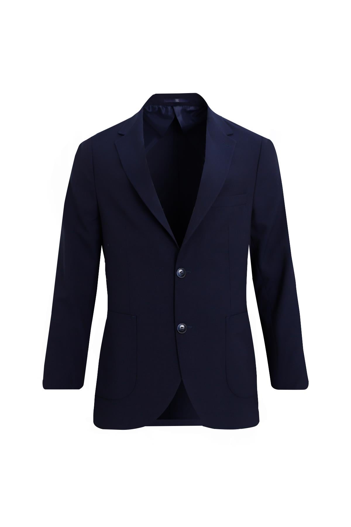 LACİVERT Comfort Fit Mono Yaka 2 Düğme Çift Yırtmaçlı Kapaklı Cep 6 Drop Casual Takım Elbise