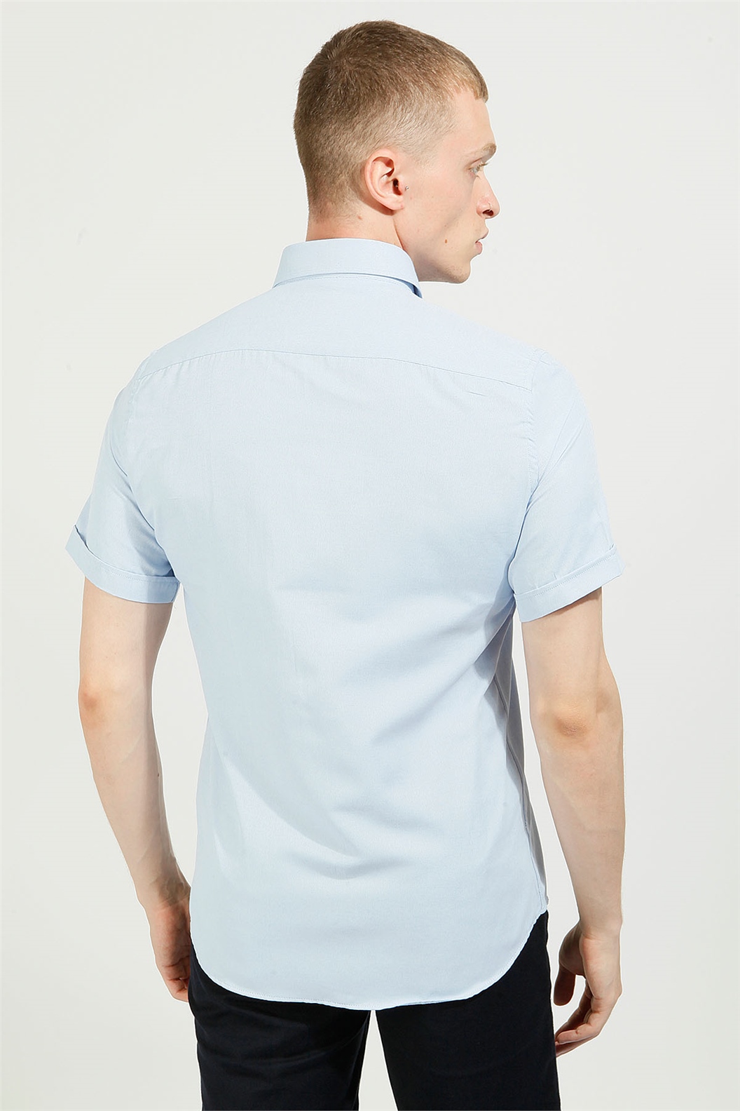 LACİVERT Comfort Fit Oxford Kısa Kol Gömlek