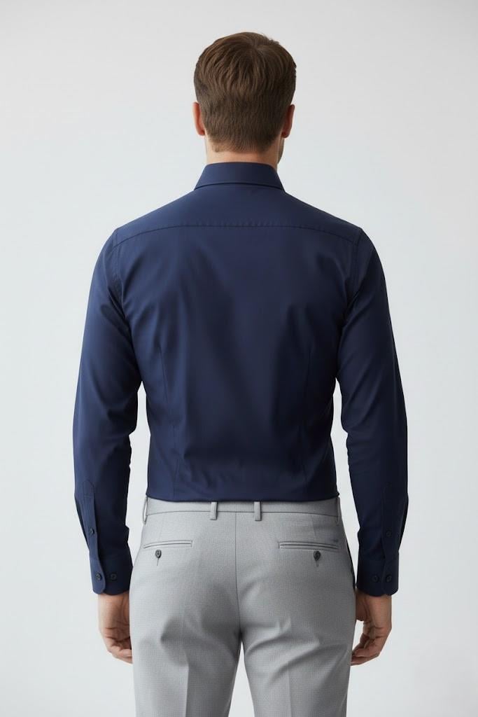 LACİVERT Comfort Fit Uzun Kol Gömlek