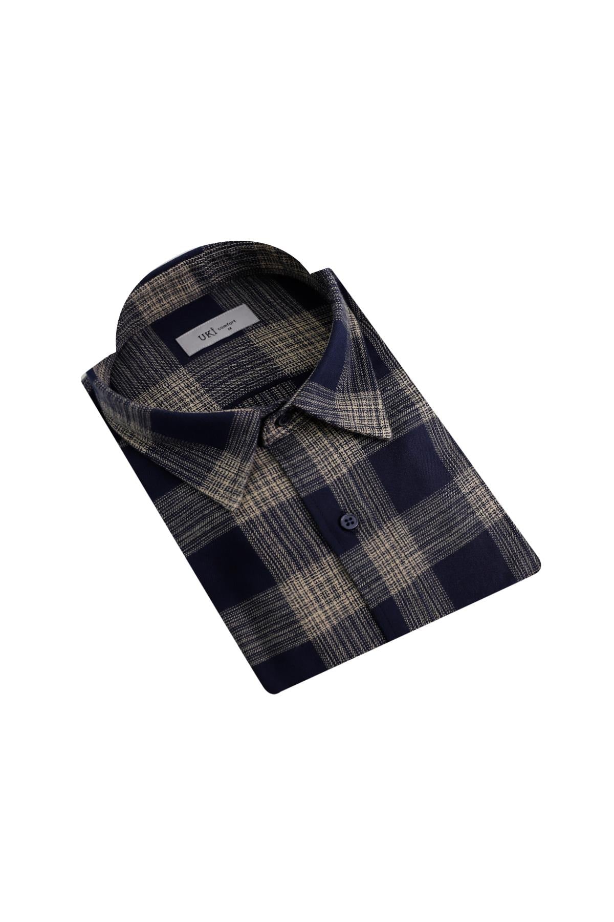 LACİVERT Comfort Fit  Oduncu Gömlek