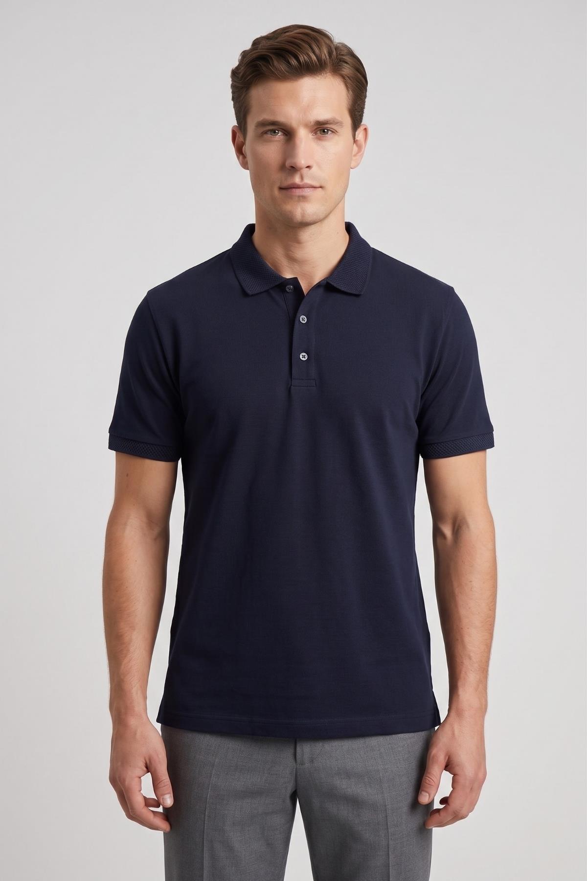 LACİVERT Polo Yaka Süprem T-shirt