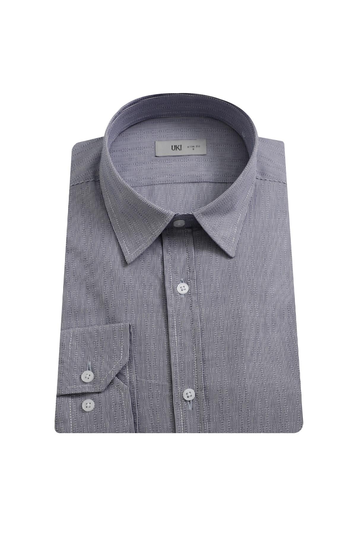 LACİVERT Slim Fit Uzun Kol Gömlek