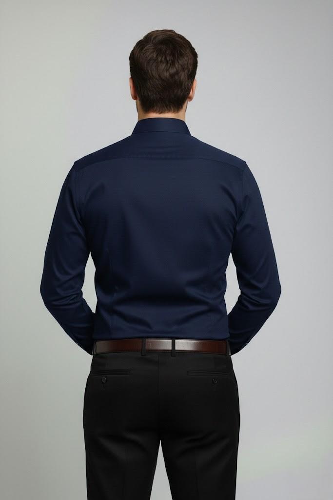 LACİVERT Slim Fit Uzun Kol Gömlek