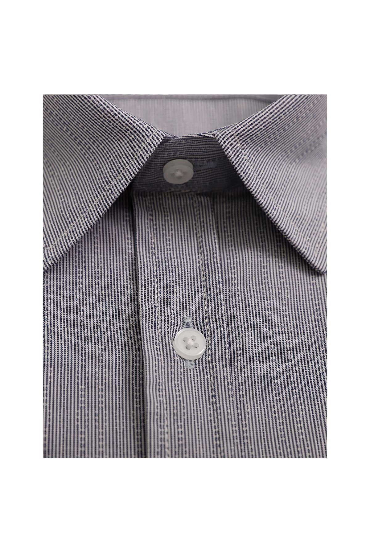 LACİVERT Slim Fit Uzun Kol Gömlek