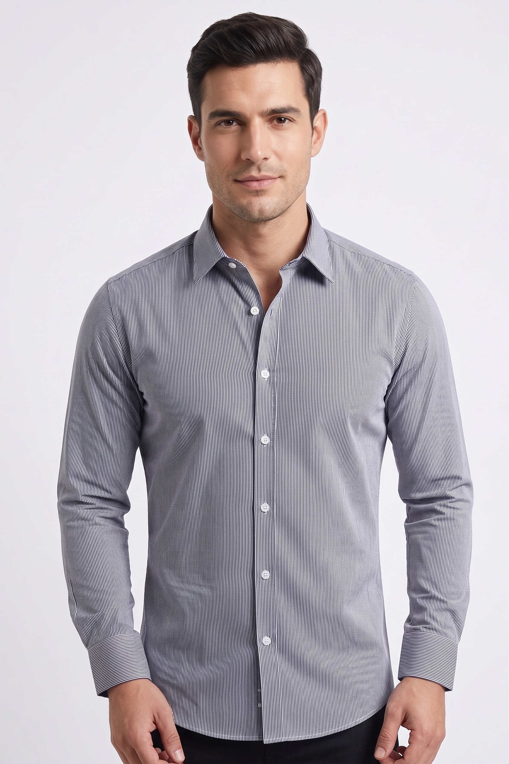 LACİVERT Slim Fit Uzun Kol Gömlek