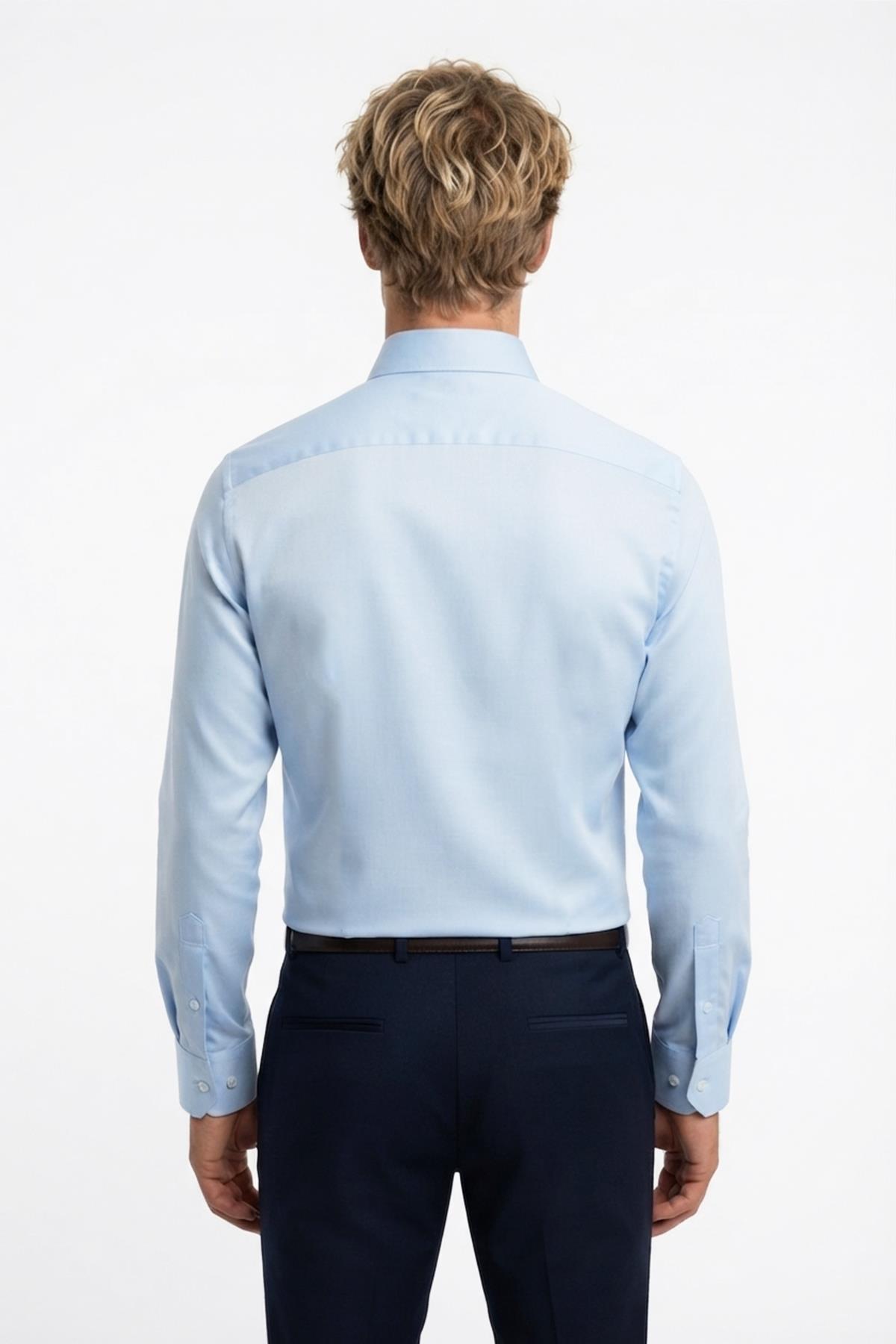 MAVİ Saten Slim Fit Klasik Gömlek