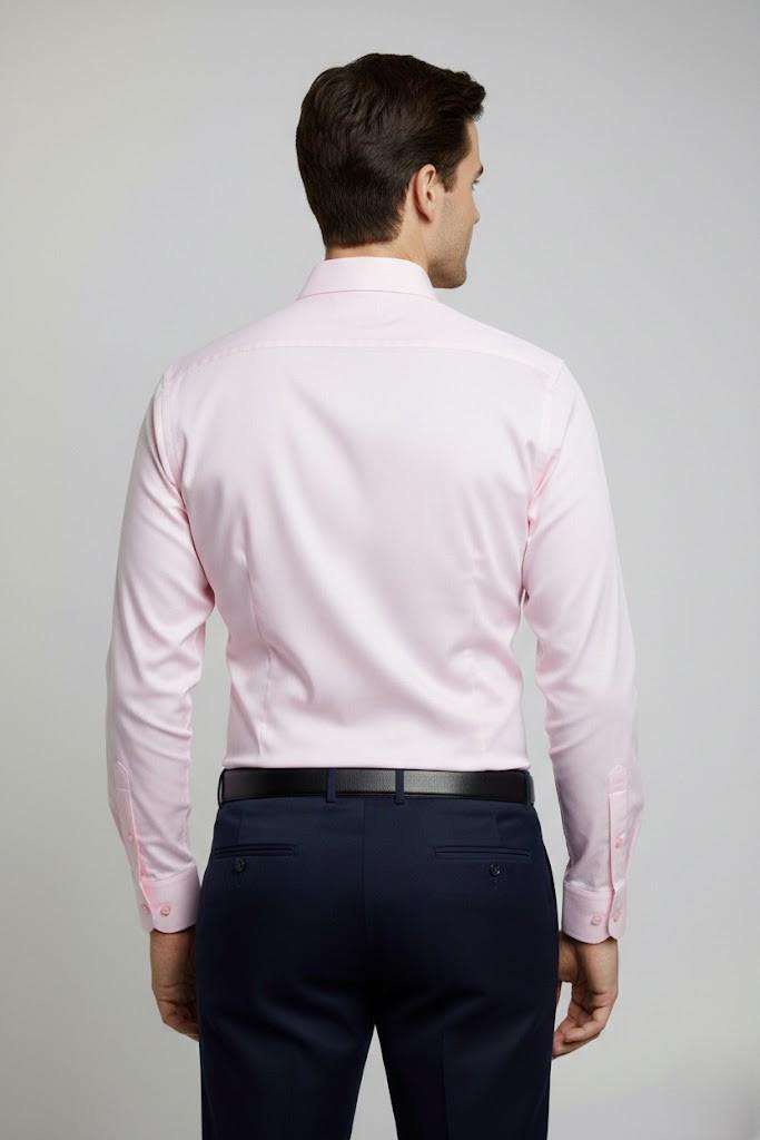 PEMBE Pamuk Saten Gömlek