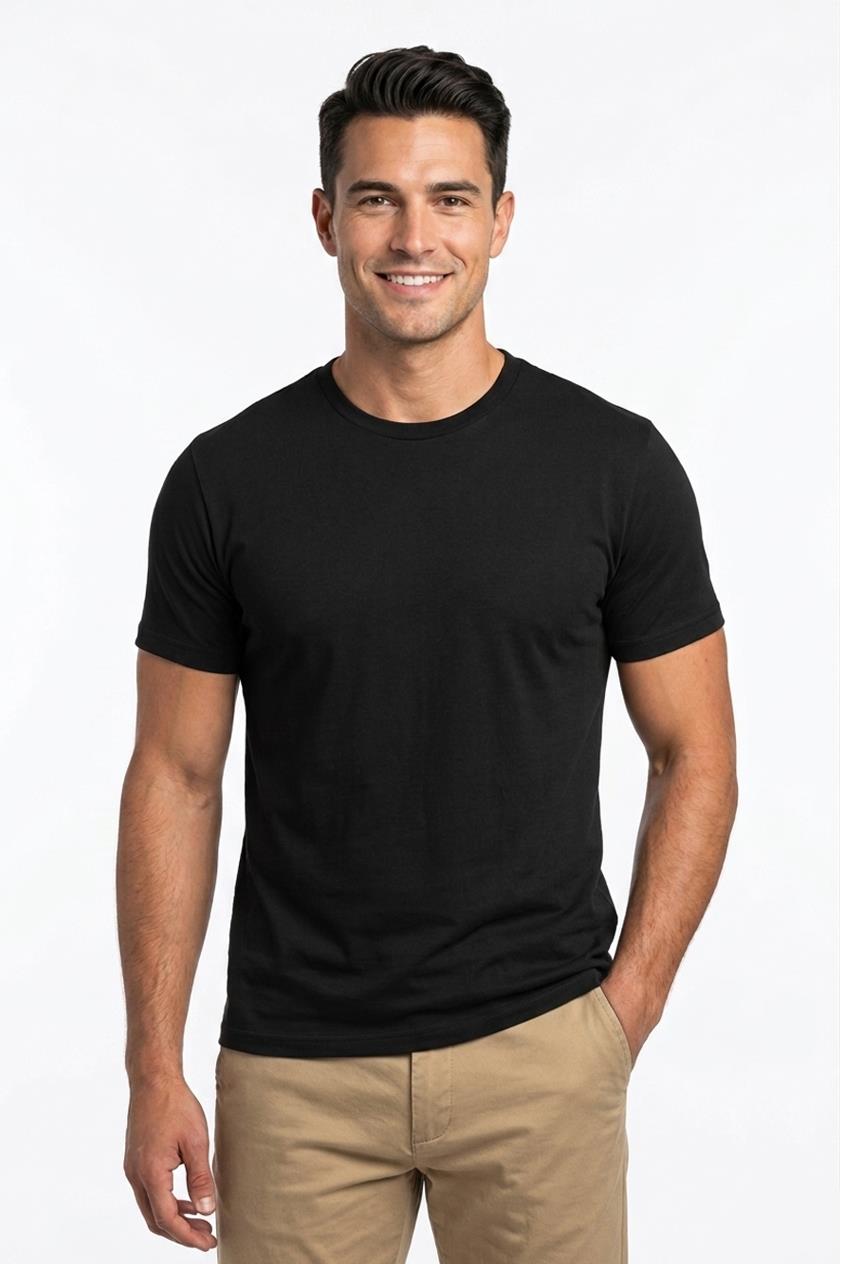 SİYAH Bisiklet Yaka Basic T-Shirt