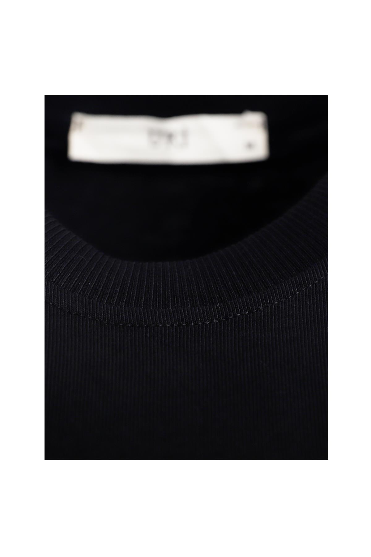 SİYAH Bisiklet Yaka T-Shirt