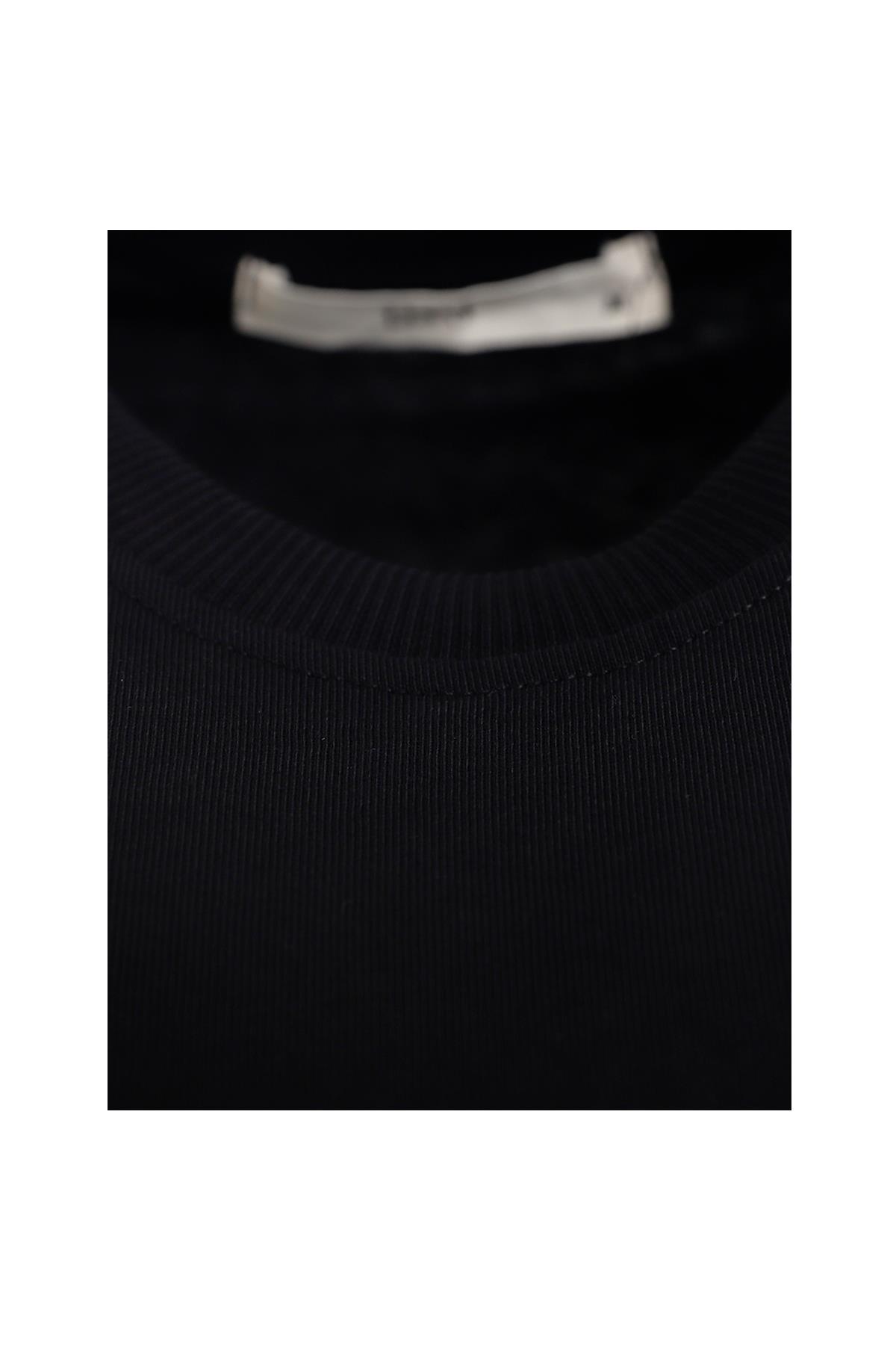 SİYAH Bisiklet Yaka T-Shirt