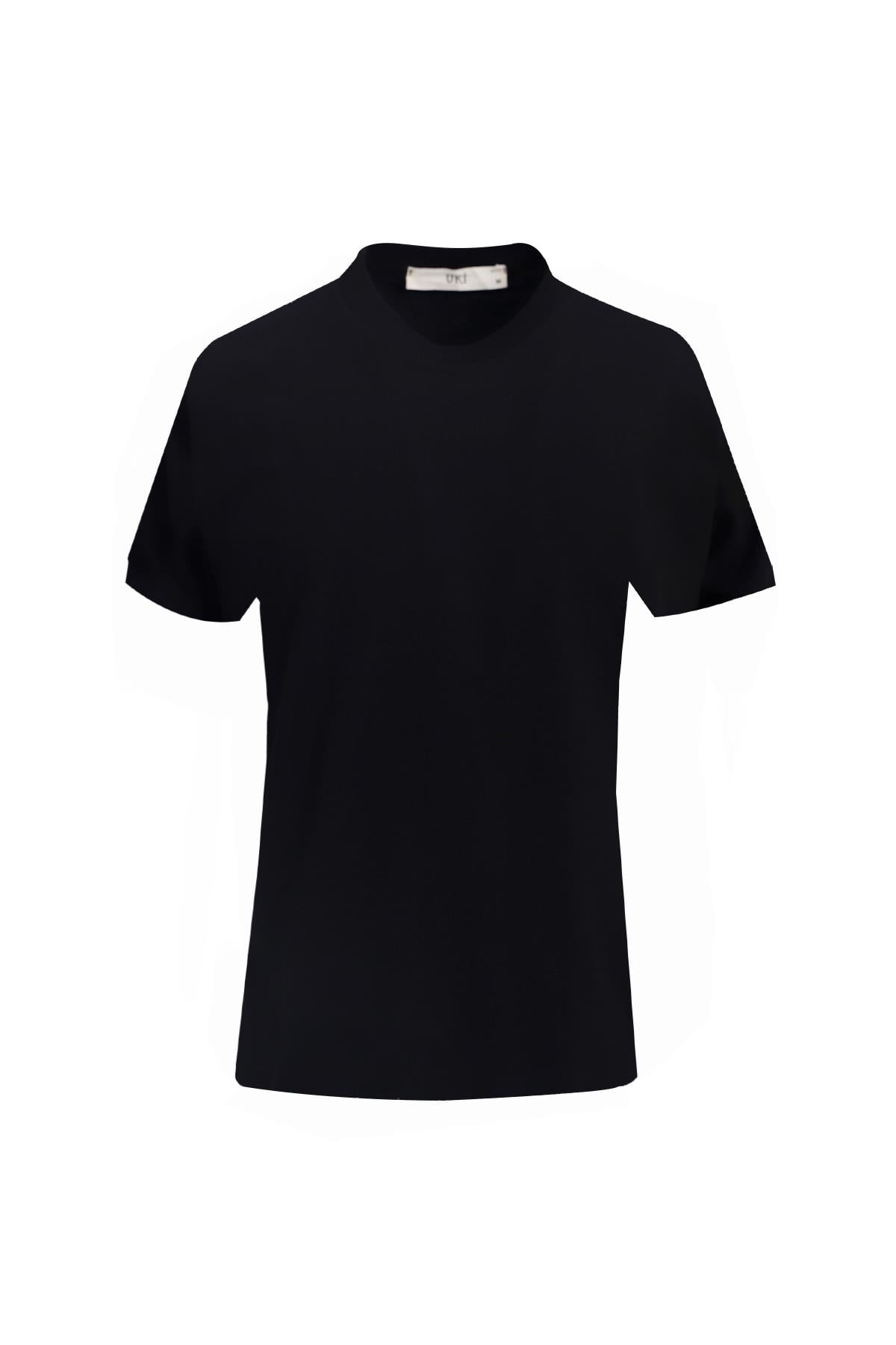 SİYAH Bisiklet Yaka T-Shirt