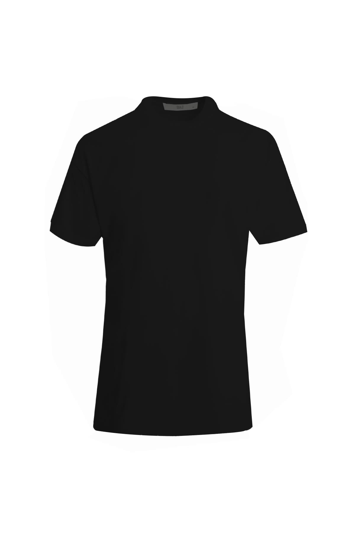 SİYAH Bisiklet Yaka T-Shirt