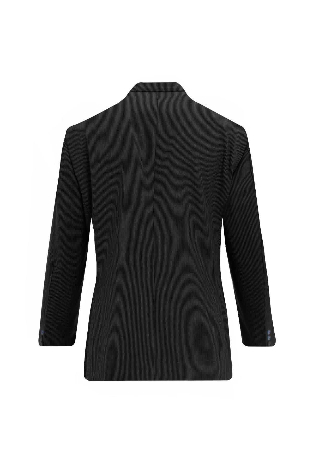 SİYAH Comfort Fit 6 Drop Kruvaze Ceket