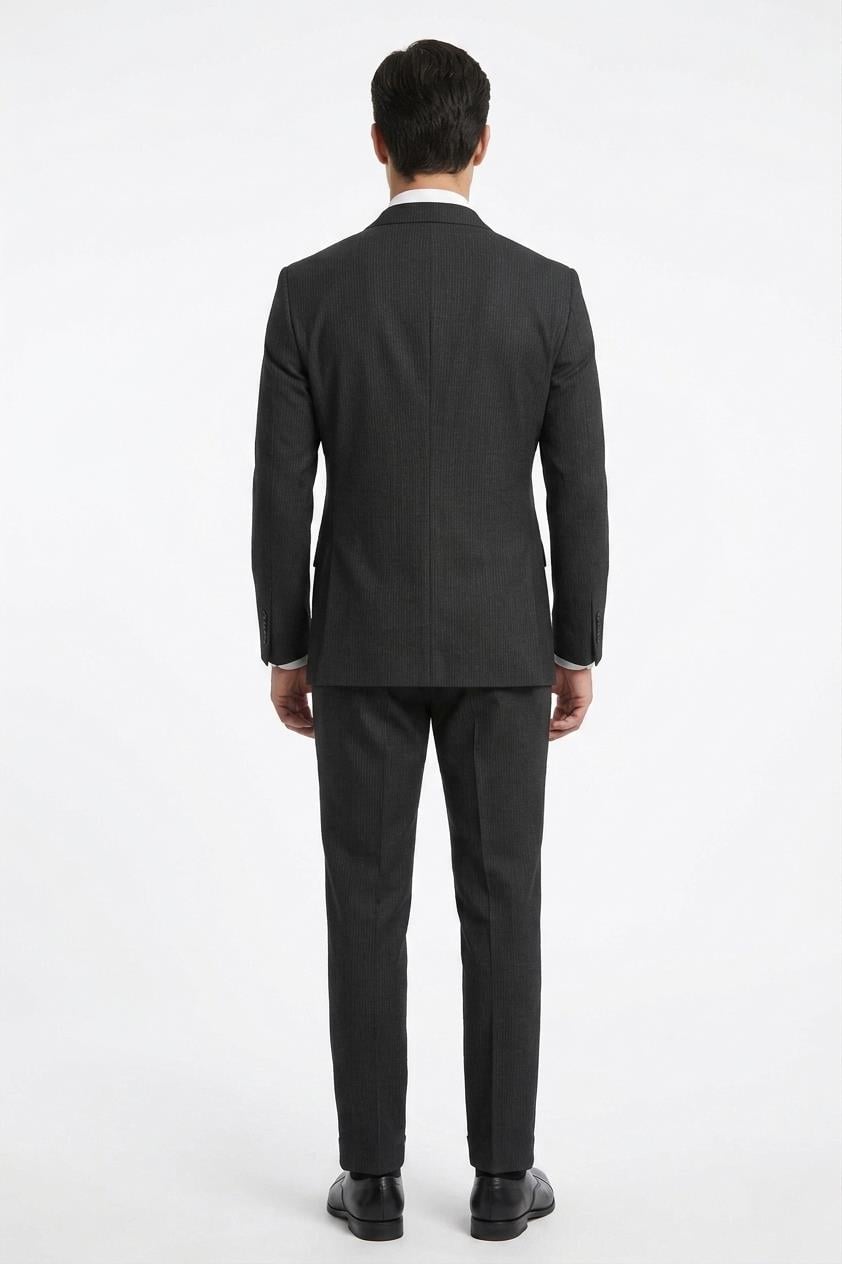 SİYAH Comfort Fit 6 Drop Kruvaze Ceket