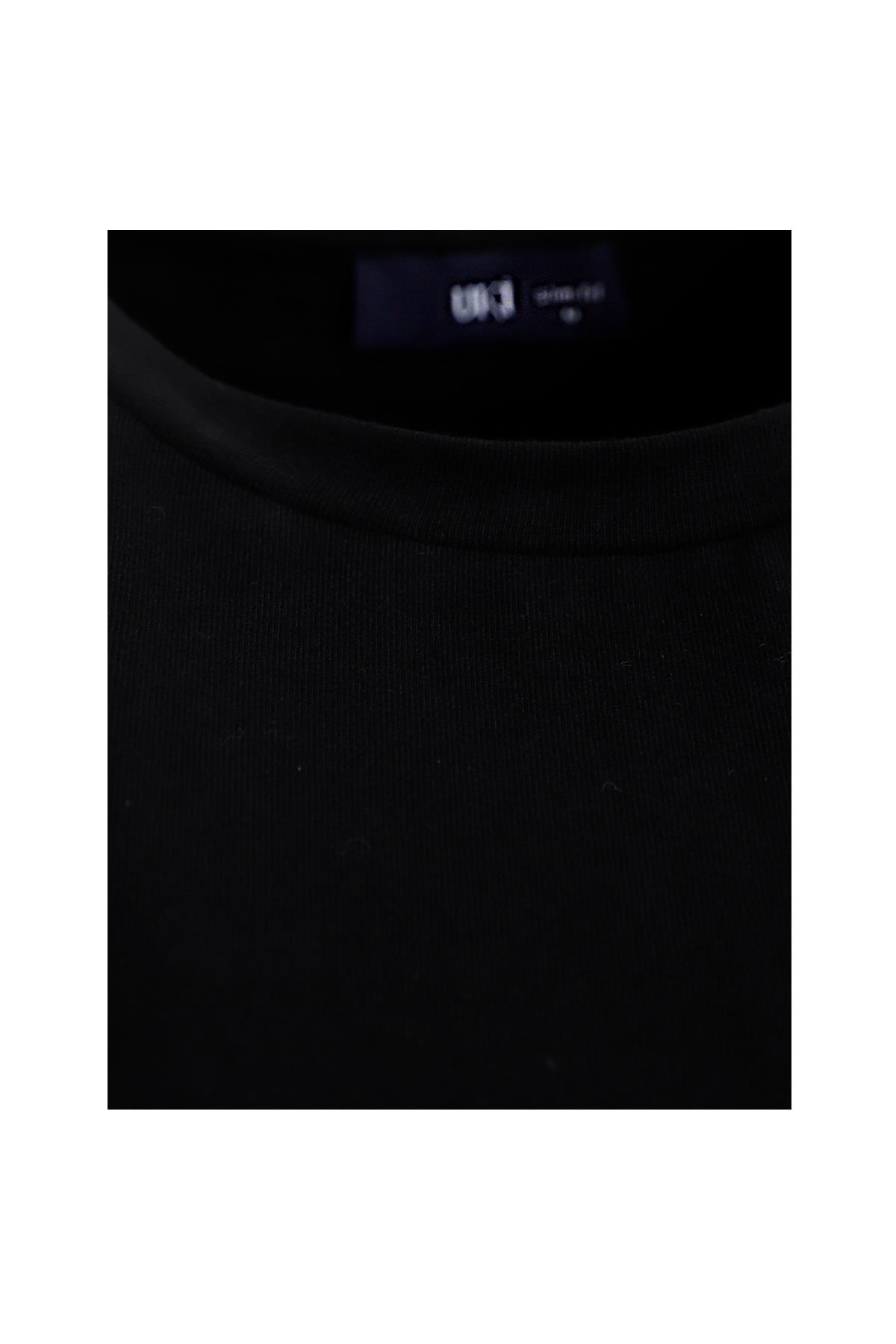 SİYAH Comfort Fit Bisiklet Yaka Basic T-Shirt