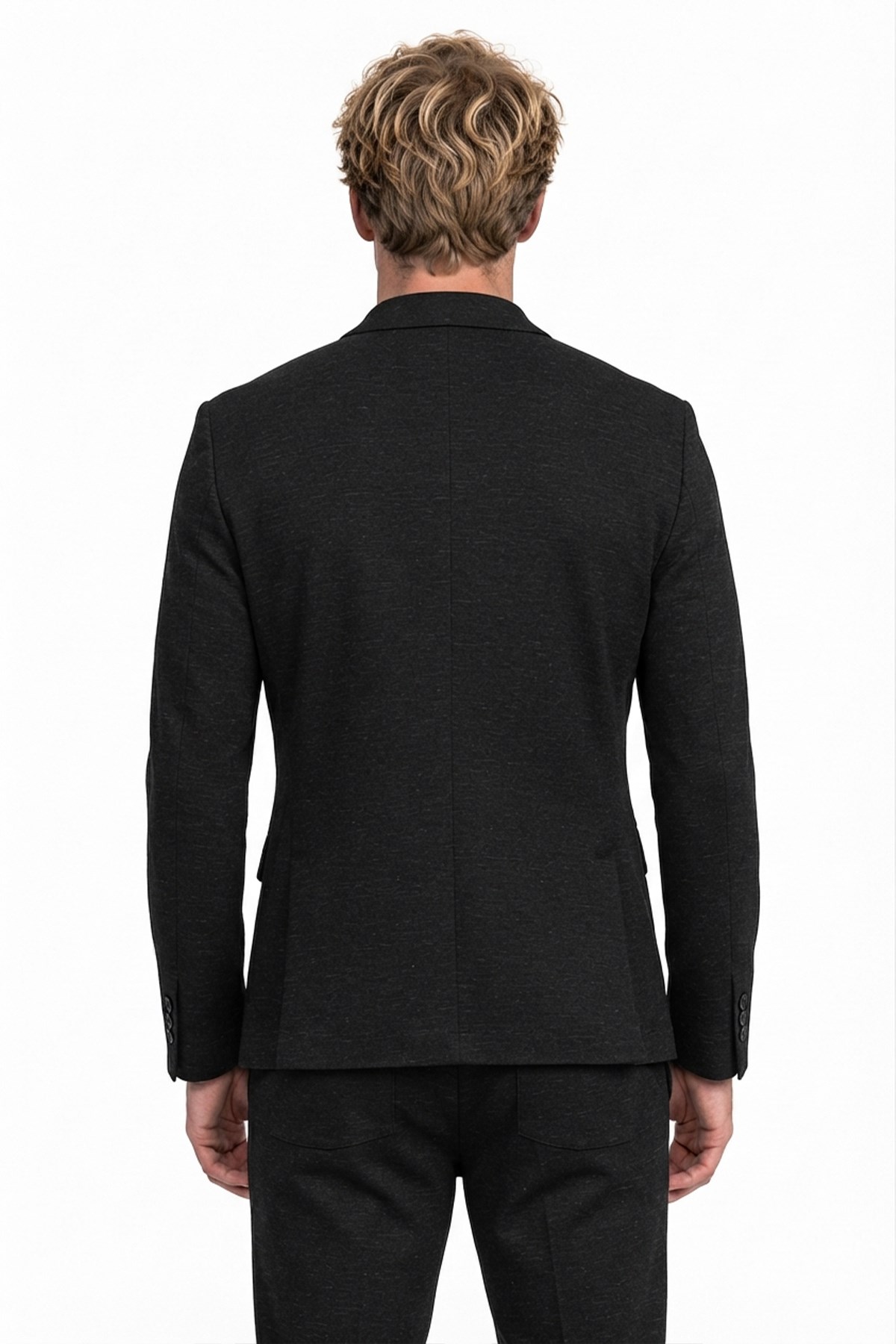 SİYAH Comfort Fit Casual Keten Ceket