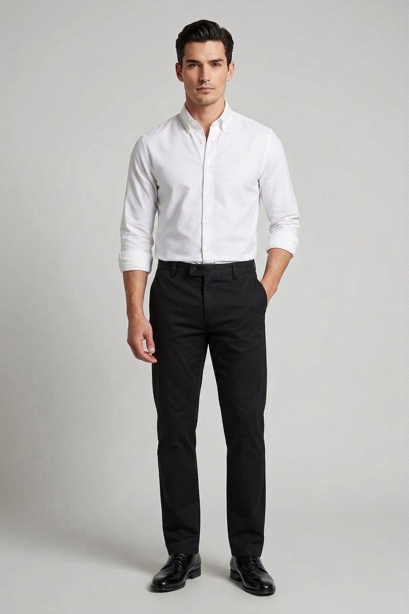 SİYAH Comfort Fit Chino Pantolon