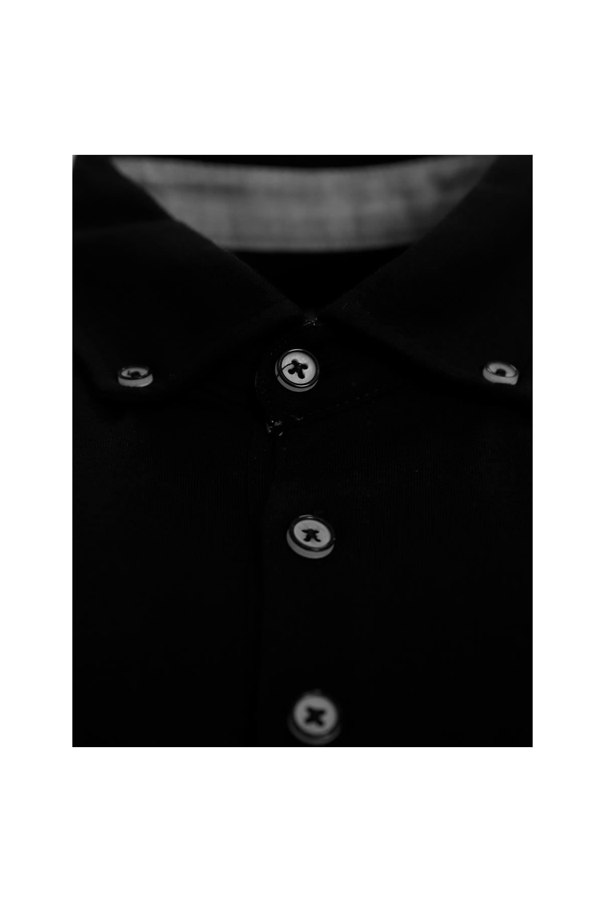SİYAH Comfort Fit Polo Yaka Pike T-Shirt