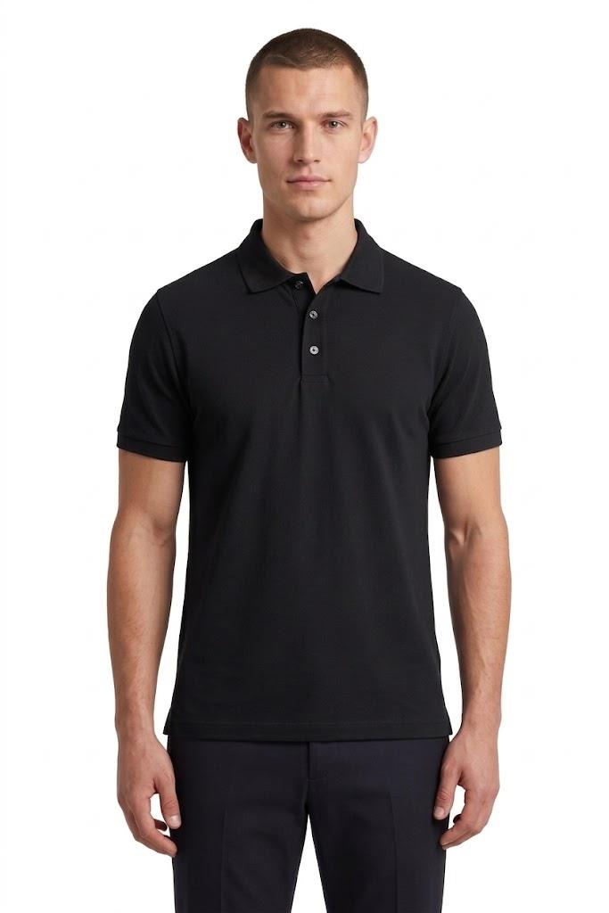 SİYAH Comfort Fit Polo Yaka Pike T-Shirt
