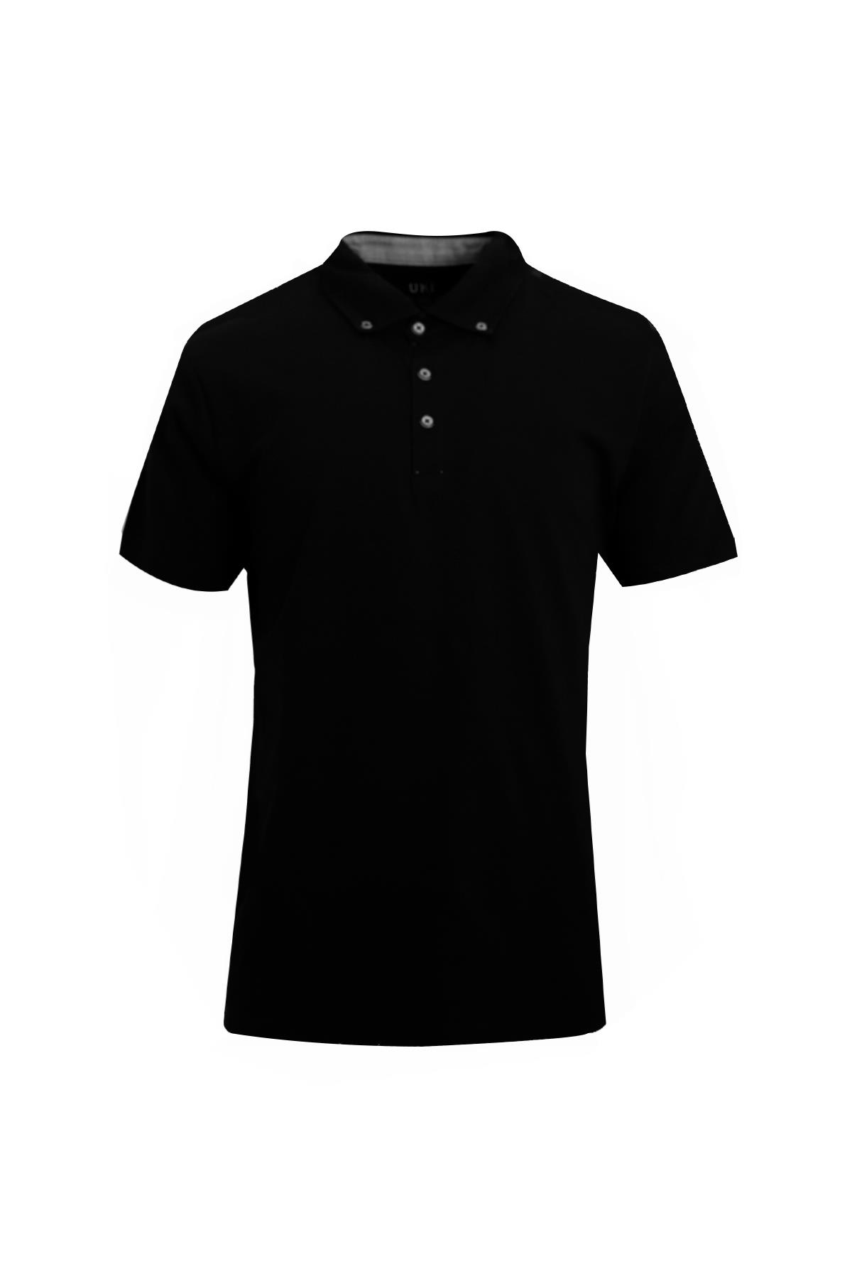 SİYAH Comfort Fit Polo Yaka Pike T-Shirt