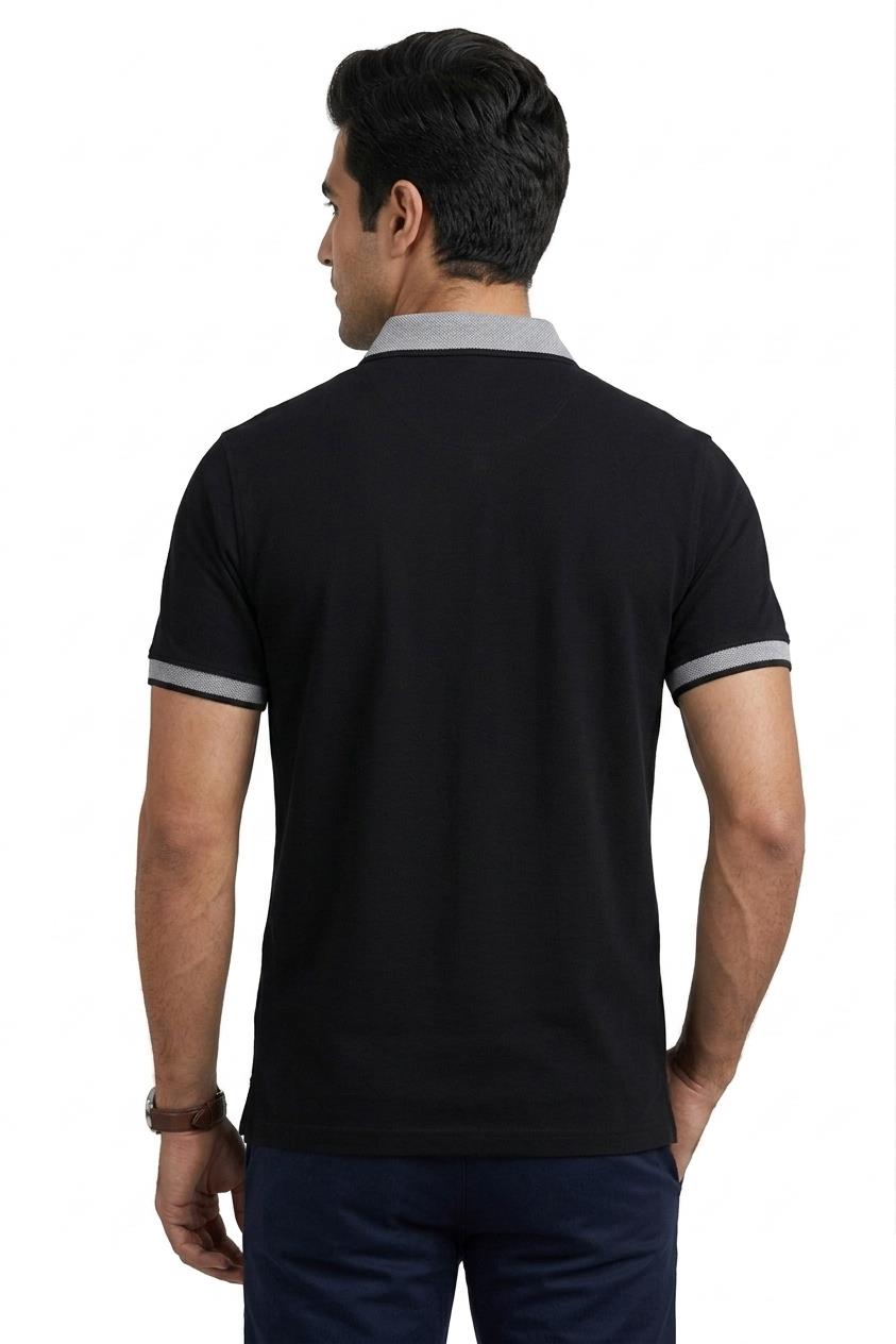 SİYAH Comfort Fit Polo Yaka Pike T-Shirt