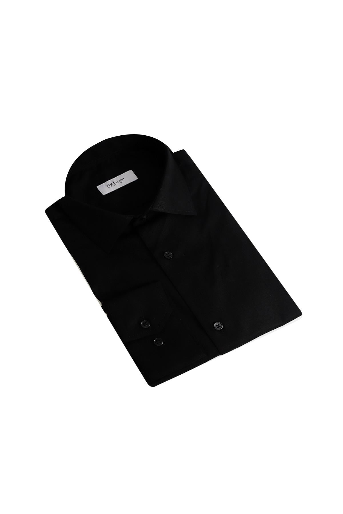 SİYAH Comfort Fit Uzun Kol Gömlek