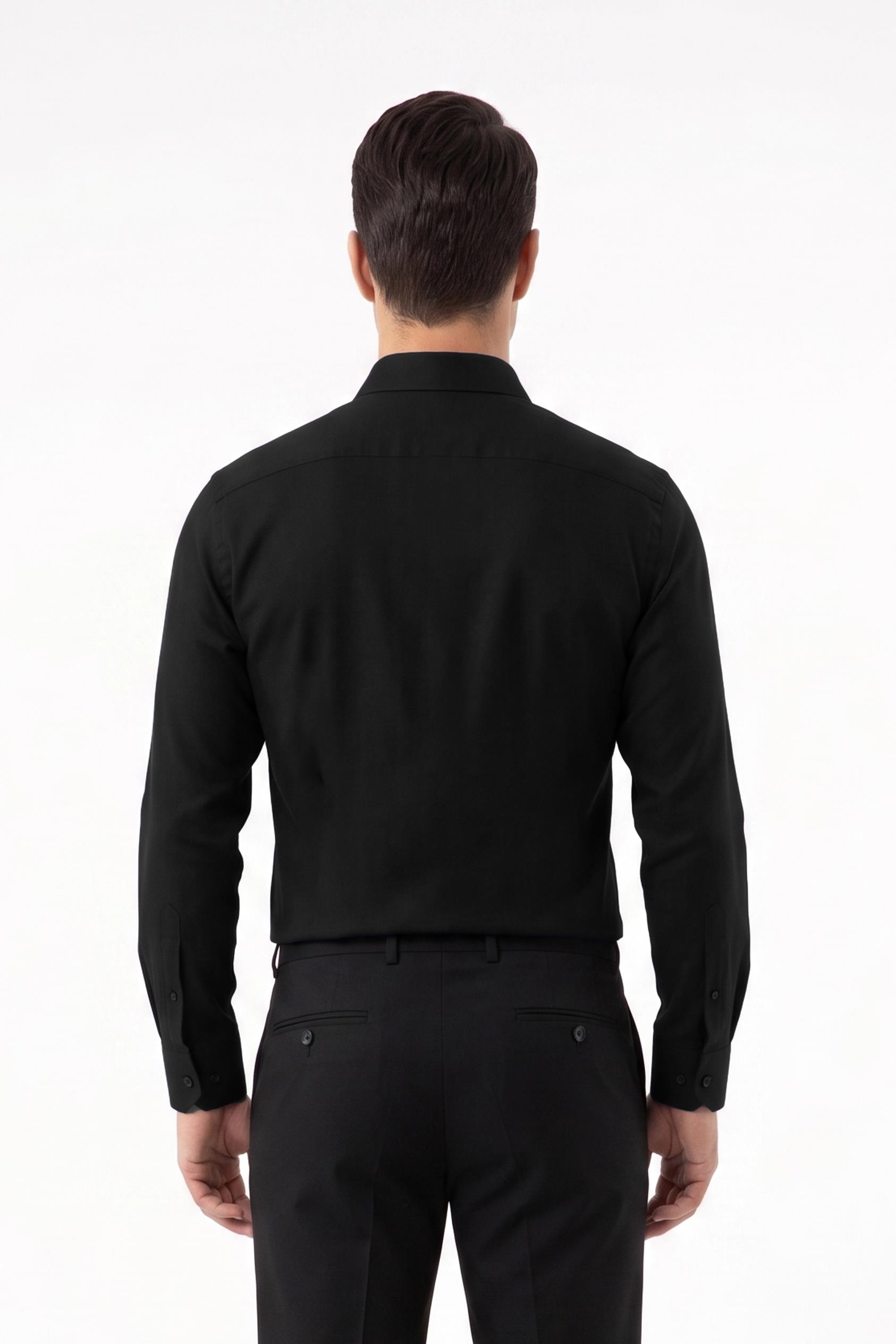SİYAH Comfort Fit Uzun Kol Gömlek