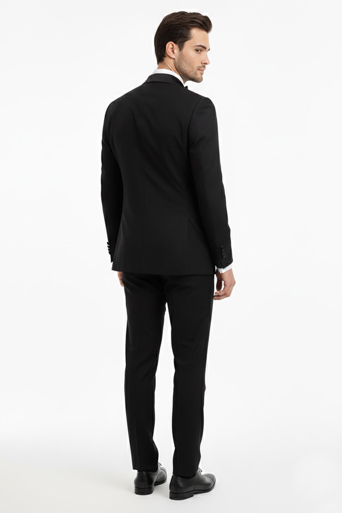 SİYAH Klasik Çıkma Şal Yaka Slim Fit Smokin Takım