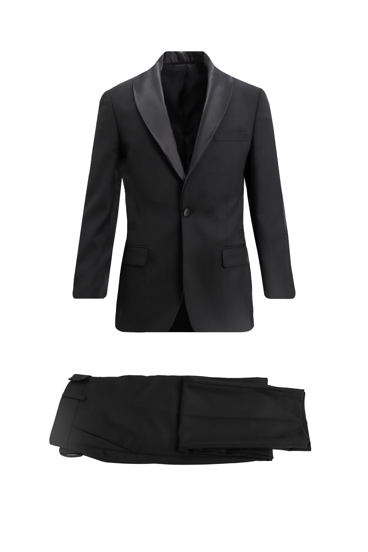 SİYAH Klasik Çıkma Şal Yaka Slim Fit Smokin Takım
