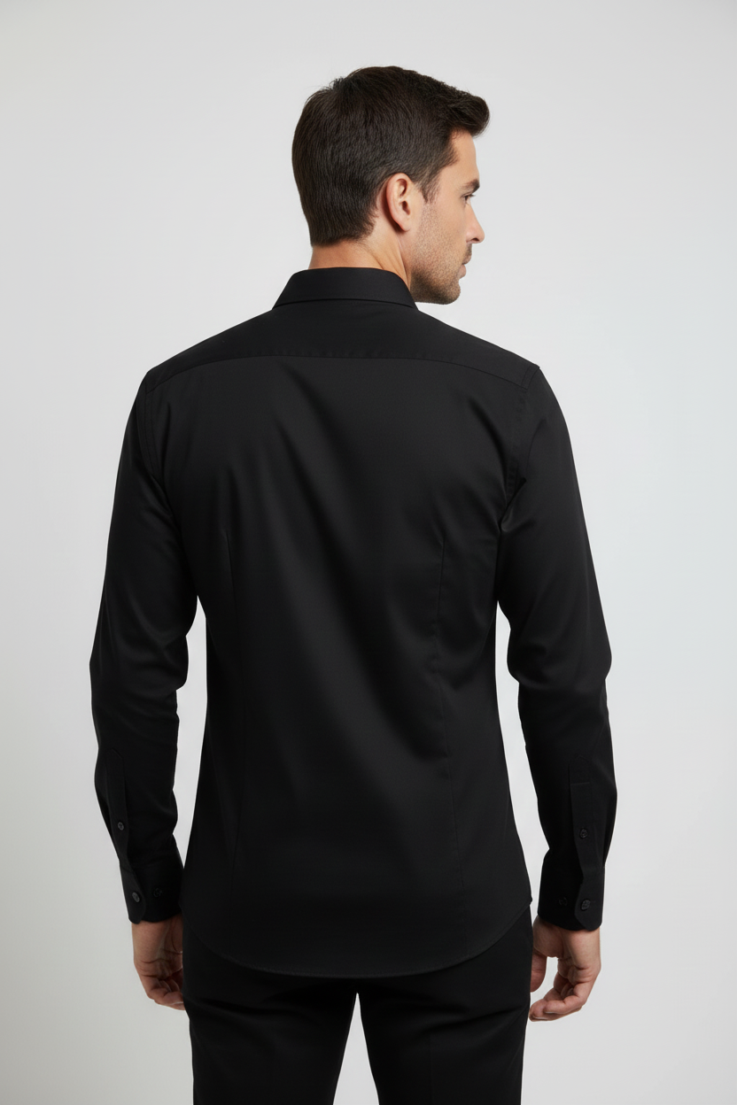 SİYAH Slim Fit Uzun Kol Gömlek