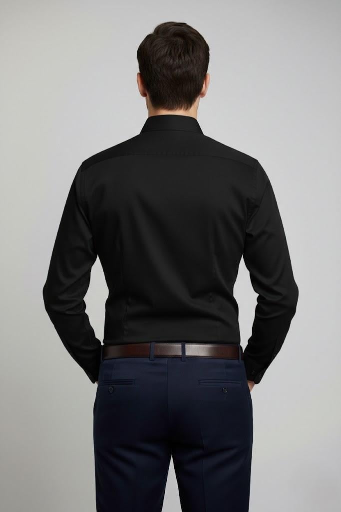 SİYAH Slim Fit Uzun Kol Gömlek