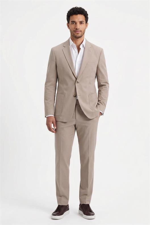 AÇIK BEJ Comfort Fit 6 Drop Takım Elbise