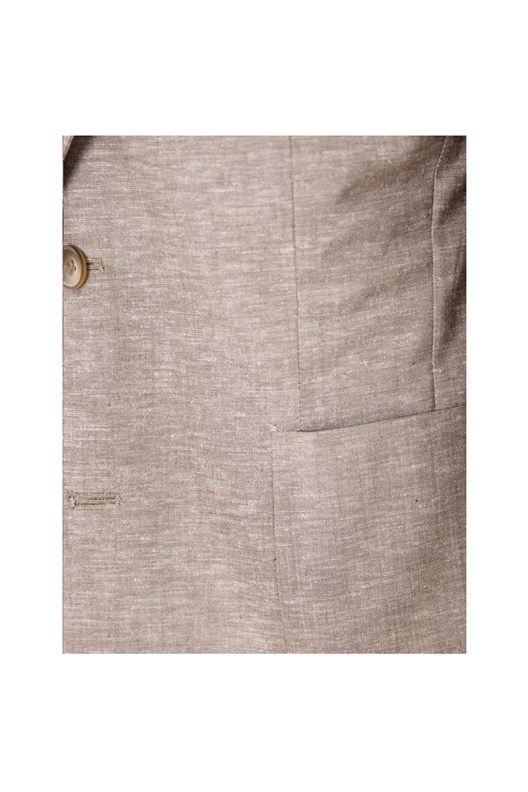 AÇIK KAHVERENGİ Comfort Fit Casual Keten Ceket