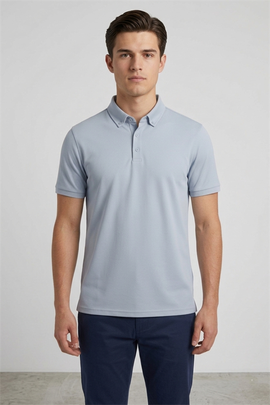 AÇIK MAVİ Comfort Fit Polo Yaka Pike T-Shirt