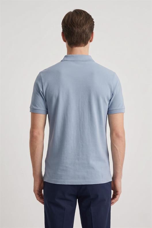 AÇIK MAVİ Comfort Fit Polo Yaka Pike T-Shirt