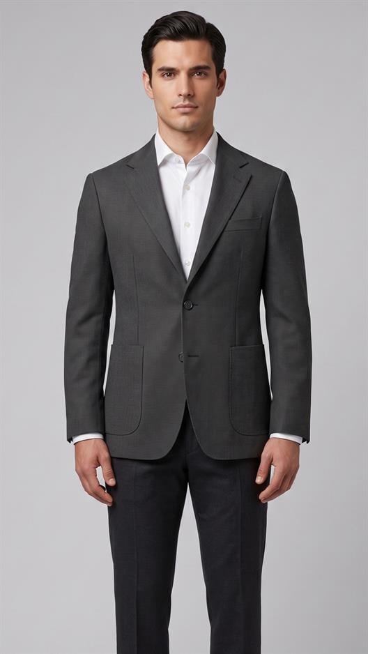 ANTRASİT Mono Yaka Klasik Ceket