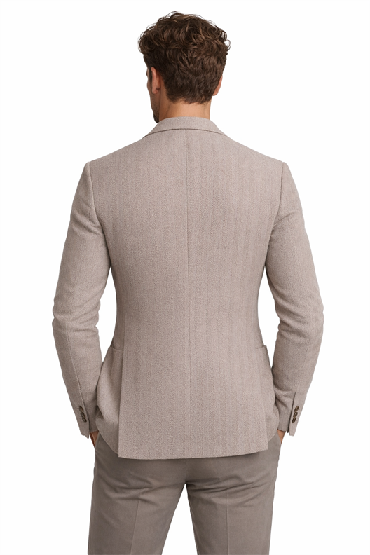 BEJ Mono Yaka, Torba Cep, Çift Yırtmaç Ceket