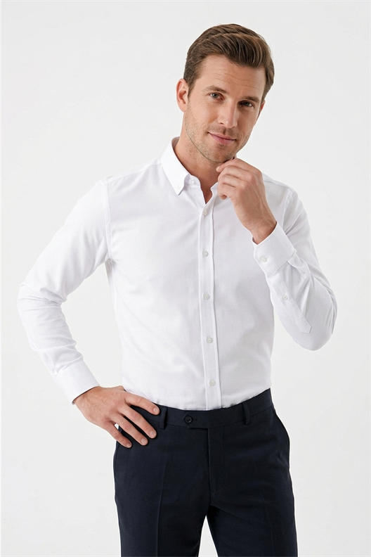 BEYAZ Comfort Fit Gabardin Gömlek