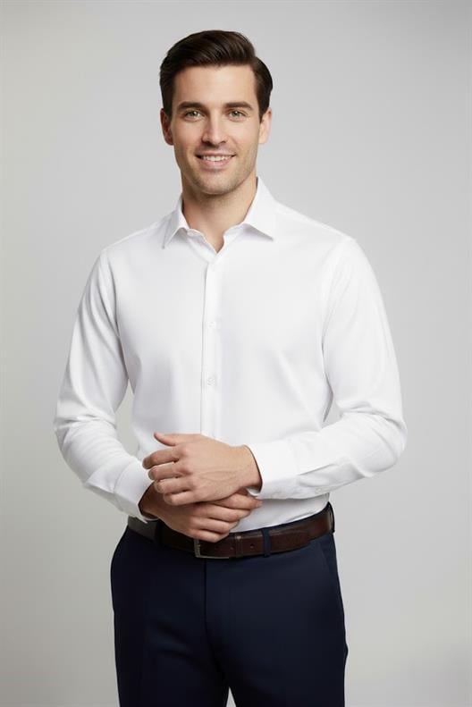 BEYAZ Comfort Fit Uzun Kol Gömlek