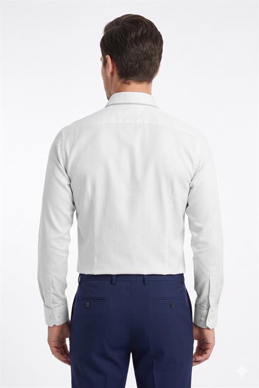 BEYAZ Comfort Fit Uzun Kol Gömlek