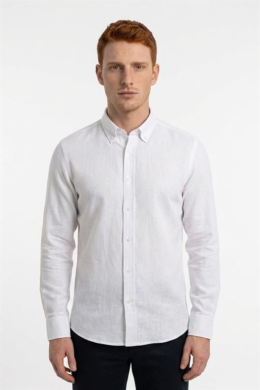 BEYAZ Comfort Fit Uzun Kol Oxford Klasik Gömlek