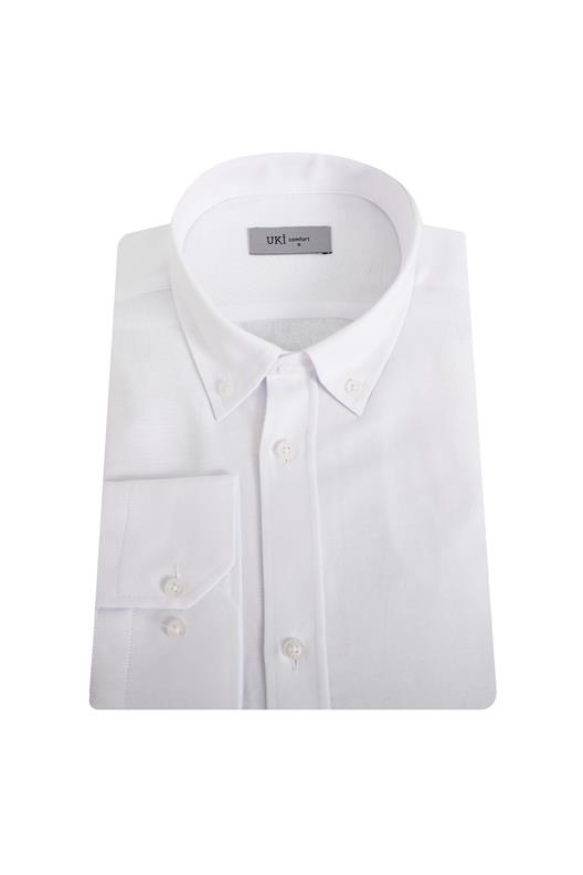 BEYAZ Comfort Fit Uzun Kol Oxford Klasik Gömlek