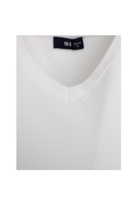 BEYAZ Comfort Fit V Yaka Basic T-Shirt